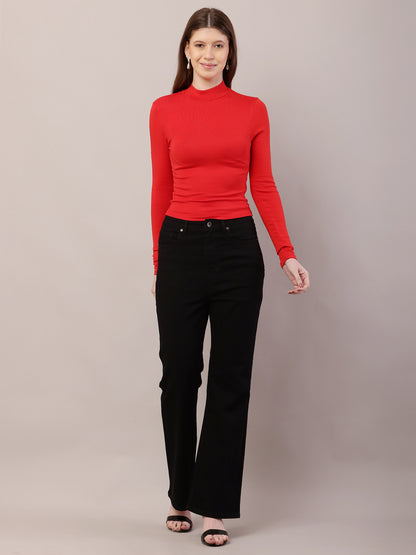Acrylic Turtle Neck with Full Sleeve Red Sweater