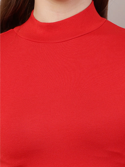 Acrylic Turtle Neck with Full Sleeve Red Sweater