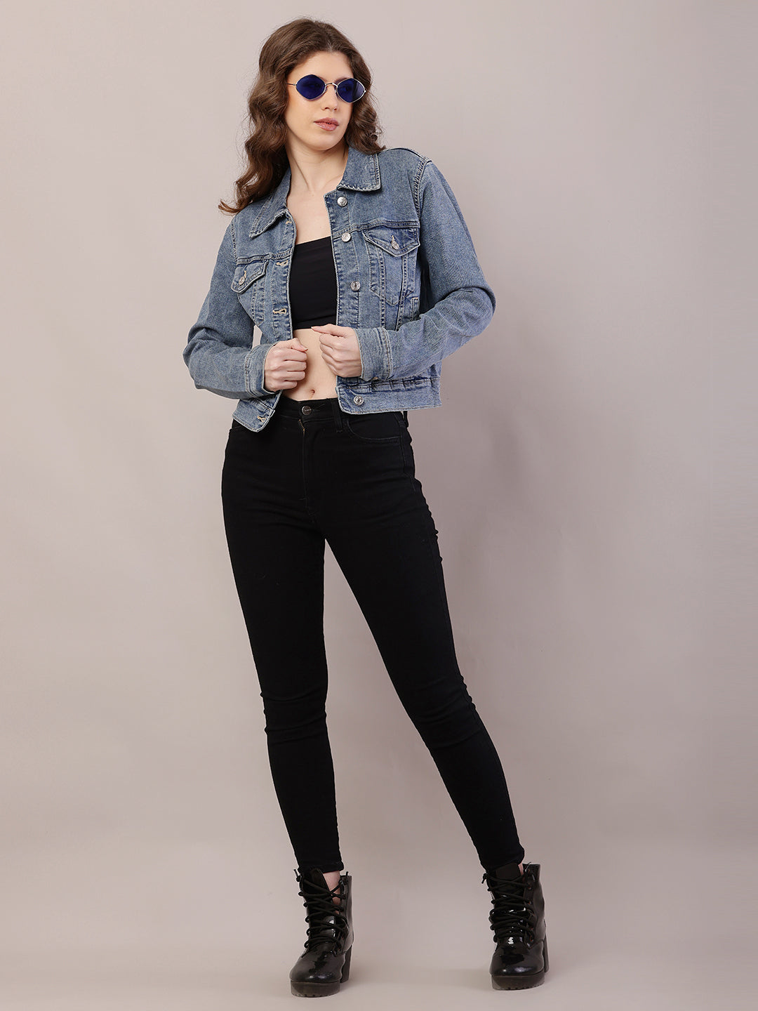 Cotton Denim Full Sleeve with Shirt Collar Dark Blue Jacket