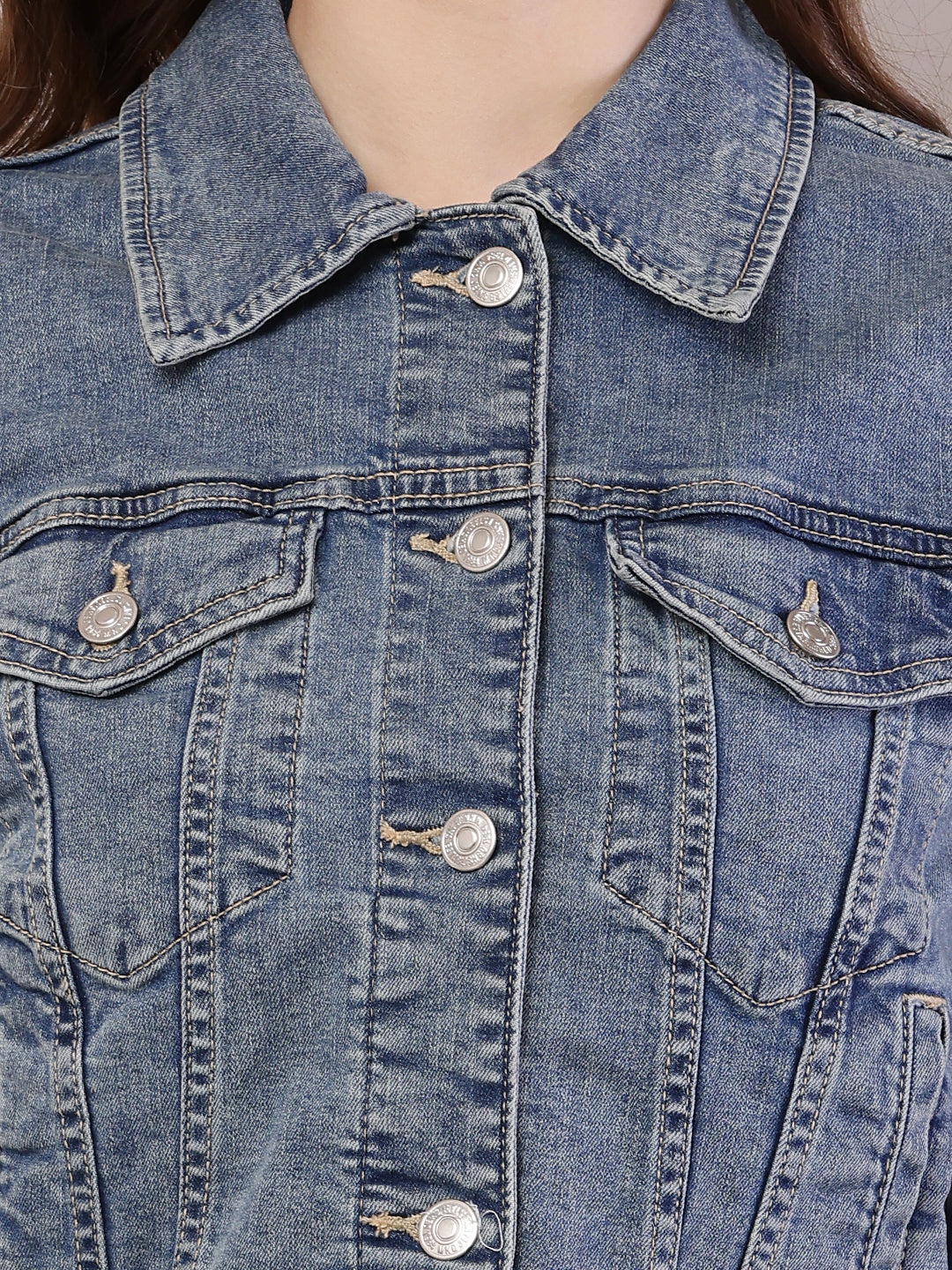 Cotton Denim Full Sleeve with Shirt Collar Dark Blue Jacket