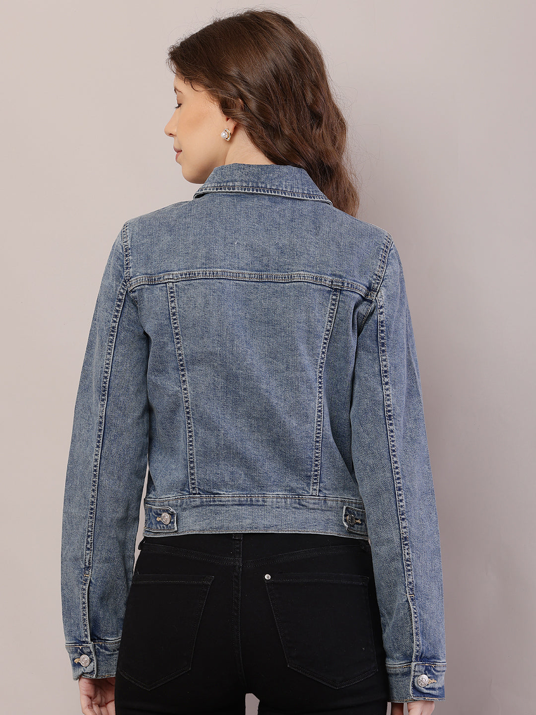 Cotton Denim Full Sleeve with Shirt Collar Dark Blue Jacket