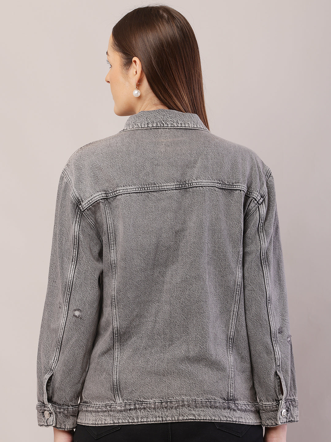 Cotton Full Sleeve with Shirt Collar Light Grey Jacket