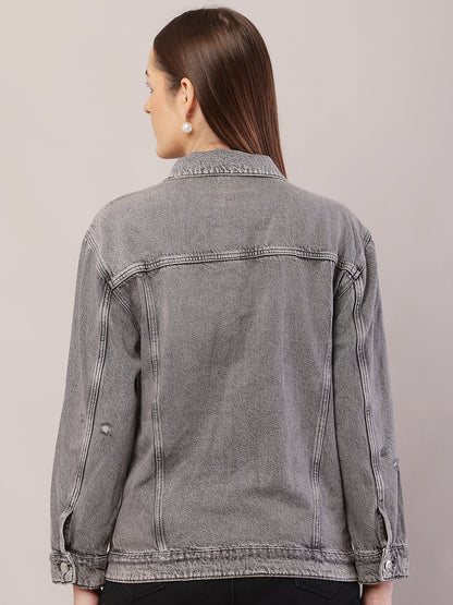 Cotton Full Sleeve with Shirt Collar Light Grey Jacket
