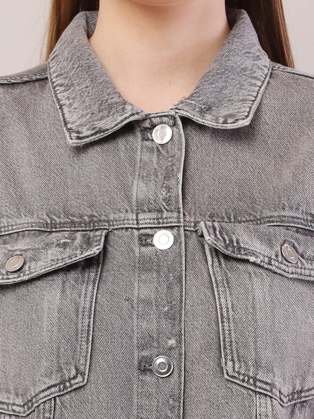 Cotton Full Sleeve with Shirt Collar Light Grey Jacket
