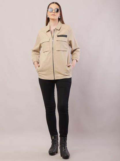 Cotton Full Sleeve with Shirt Collar Brown Jacket