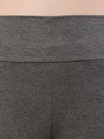 Cotton High-waist Solid Fleece Warm Grey Trouser