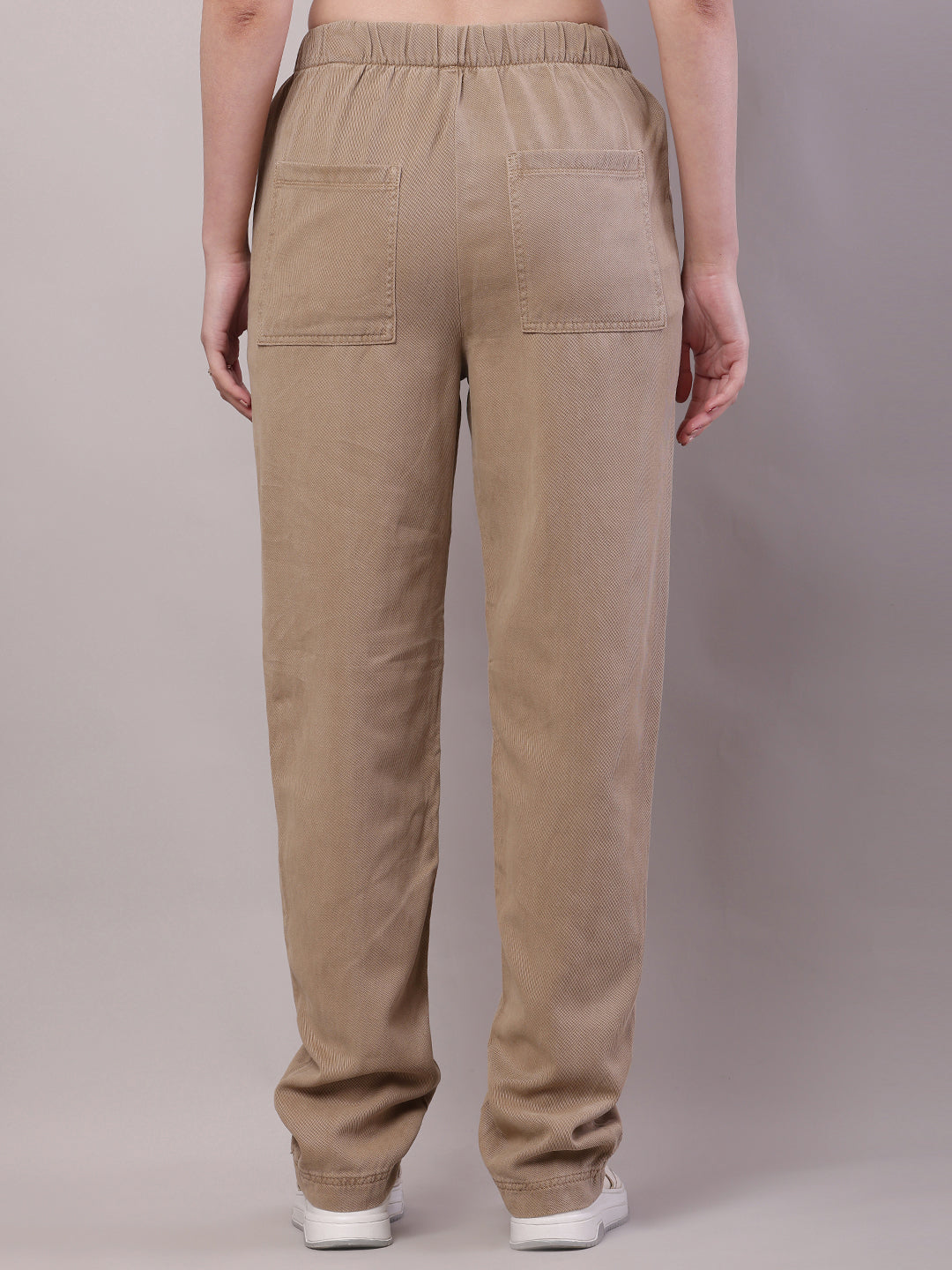 Cotton Elastic with Drawstring Brown Trouser