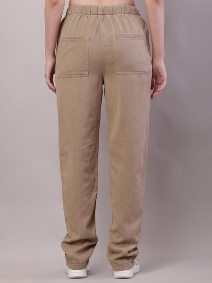 Cotton Elastic with Drawstring Brown Trouser