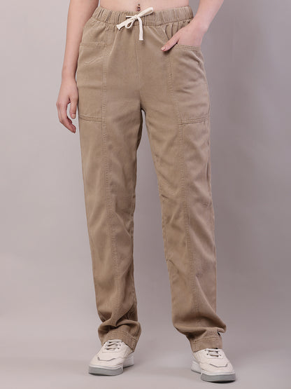Cotton Elastic with Drawstring Brown Trouser