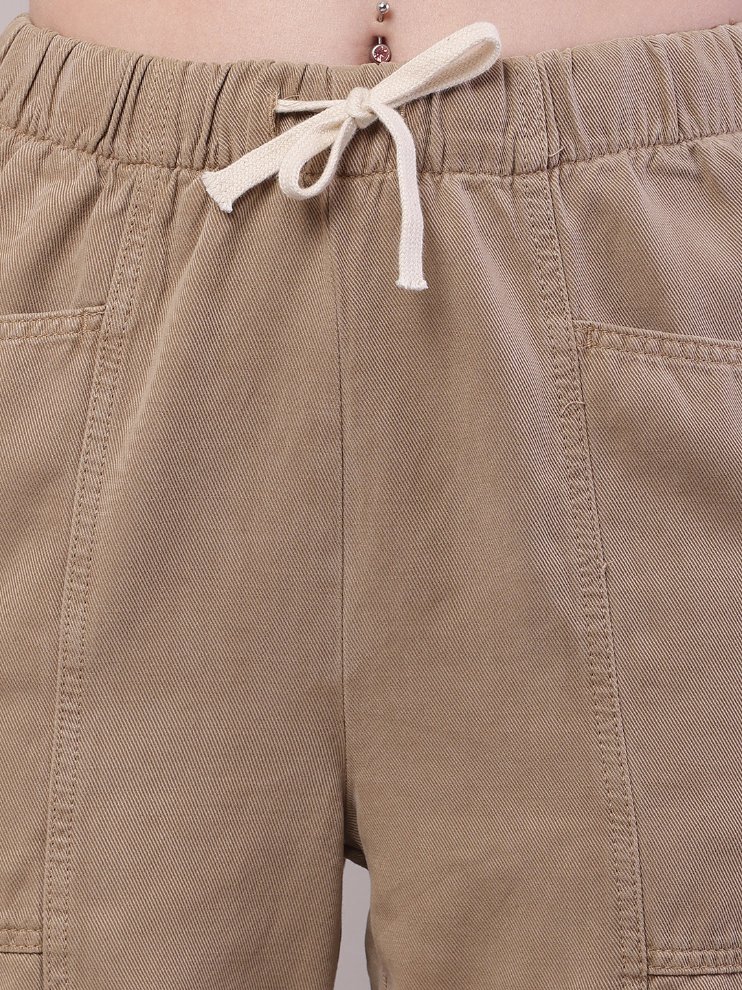 Cotton Elastic with Drawstring Brown Trouser