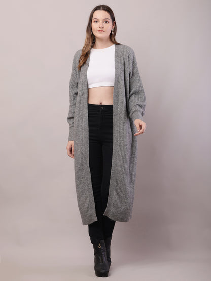 Viscose Full Sleeve with Front open long line Grey Shrug