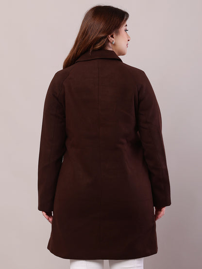 Polyester Full Sleeve with lapel collar winter wears stylish Brown Trench Coat