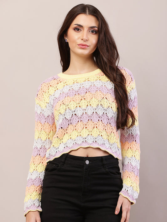 Cotton Full Sleeve with Round Neck Multicolour Sweater
