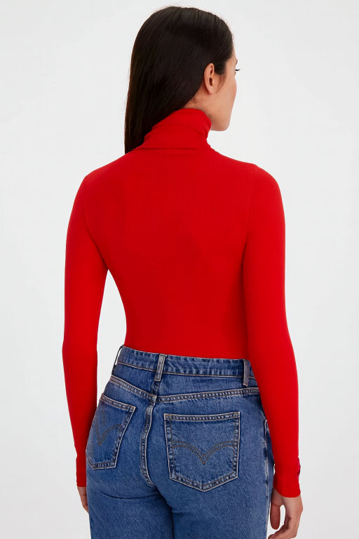 Viscose Full Sleeve with High-Neck Red Sweater