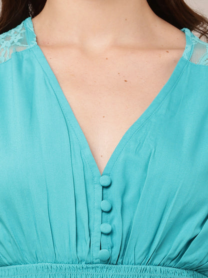 Viscose Short Sleeve with V-Neck Sky Blue Top