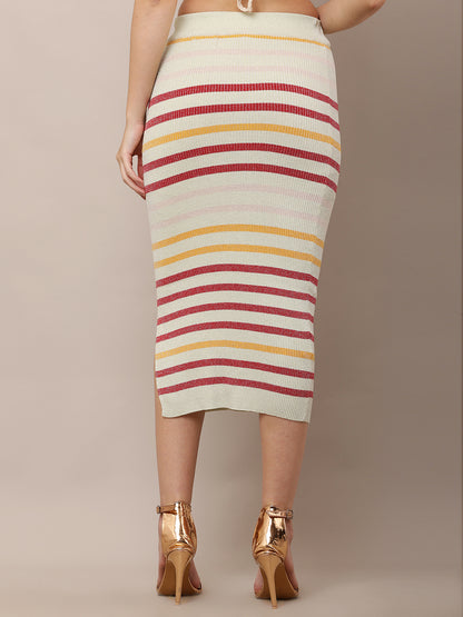 Viscose Elastic waist Casual Multicolour A-Line Skirt
