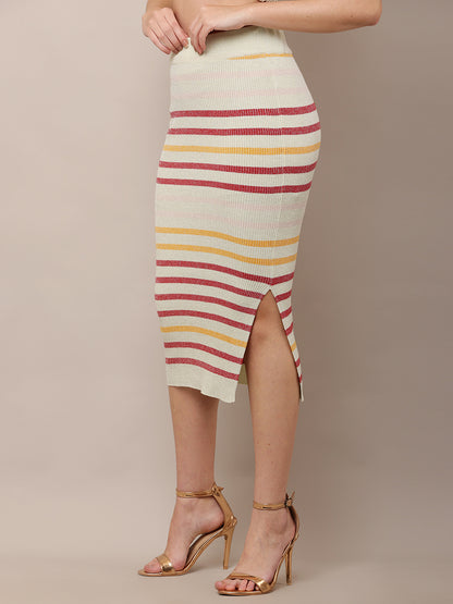 Viscose Elastic waist Casual Multicolour A-Line Skirt