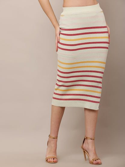 Viscose Elastic waist Casual Multicolour A-Line Skirt