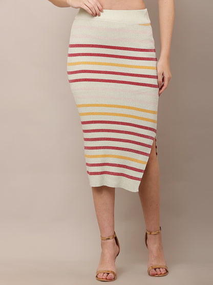 Viscose Elastic waist Casual Multicolour A-Line Skirt