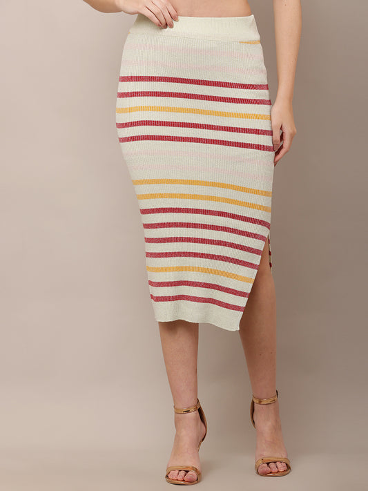 Viscose Elastic waist Casual Multicolour A-Line Skirt