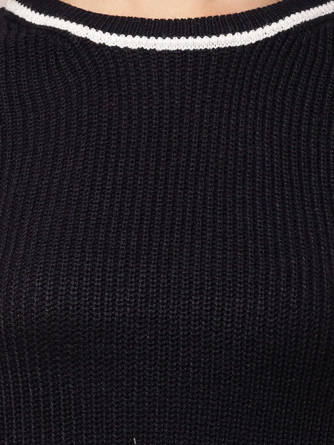 Acrylic Sleeveless with Round-Neck Dark Blue Sweater Vest