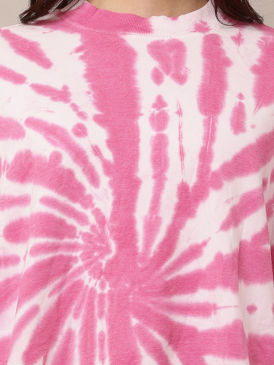 Polyester Full Sleeve with Turtle Neck Tie-dye Oversized Sweatshirt