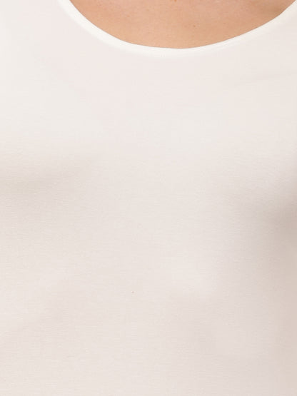 Viscose Full Sleeve with Round Neck White T-shirt
