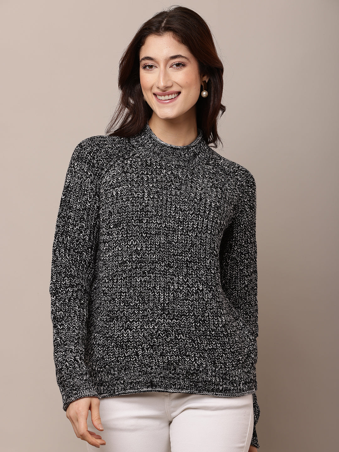 Acrylic Full Sleeve with Turtle Neck Black Sweater