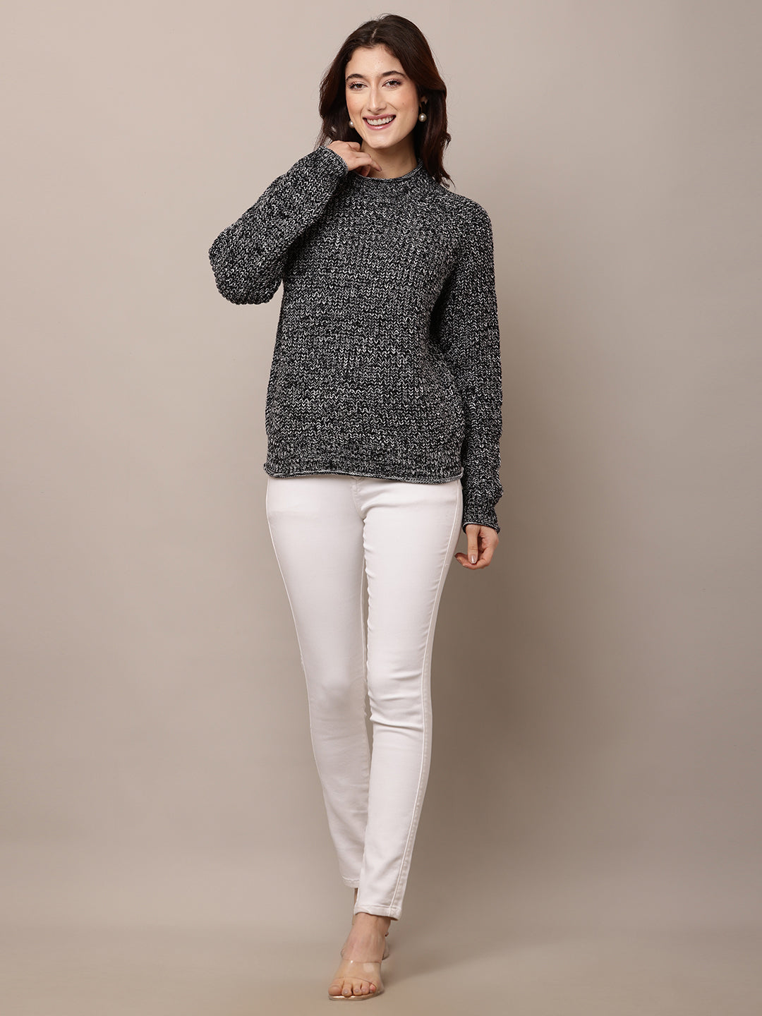 Acrylic Full Sleeve with Turtle Neck Black Sweater