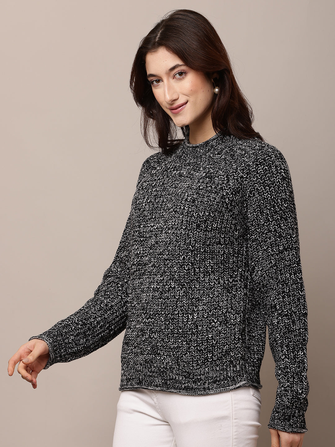 Acrylic Full Sleeve with Turtle Neck Black Sweater