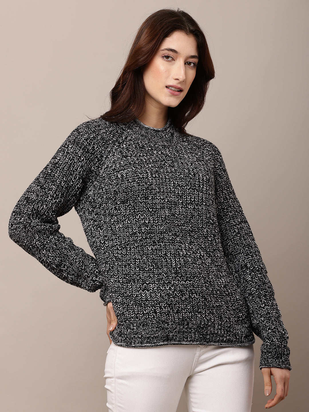 Acrylic Full Sleeve with Turtle Neck Black Sweater