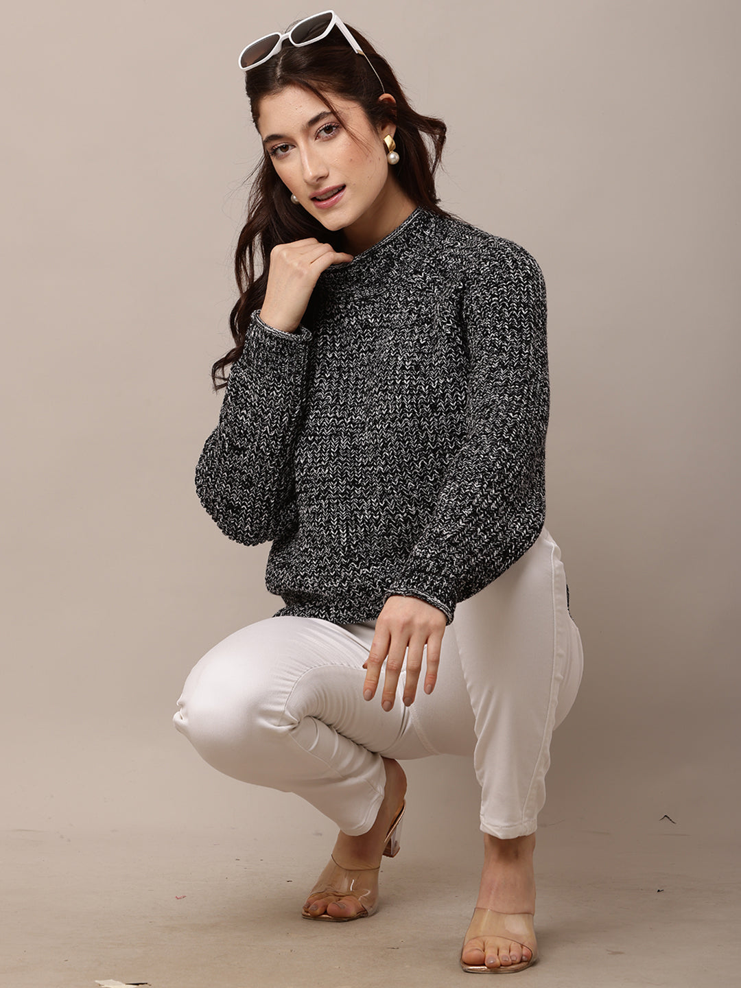Acrylic Full Sleeve with Turtle Neck Black Sweater