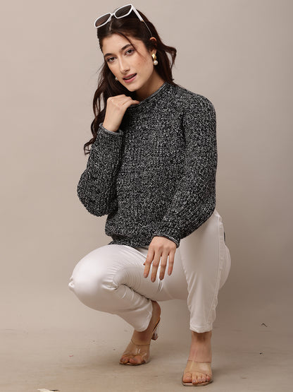 Acrylic Full Sleeve with Turtle Neck Black Sweater