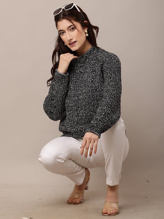 Acrylic Full Sleeve with Turtle Neck Black Sweater