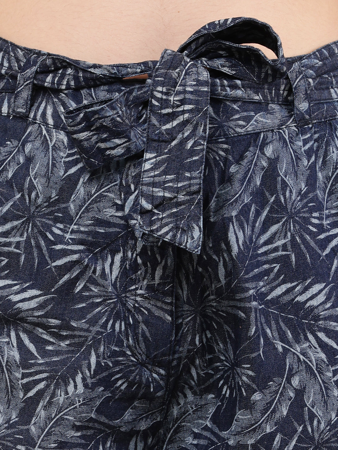 Viscose Elastic waist with drawstring Regular Fit Dark Blue Short