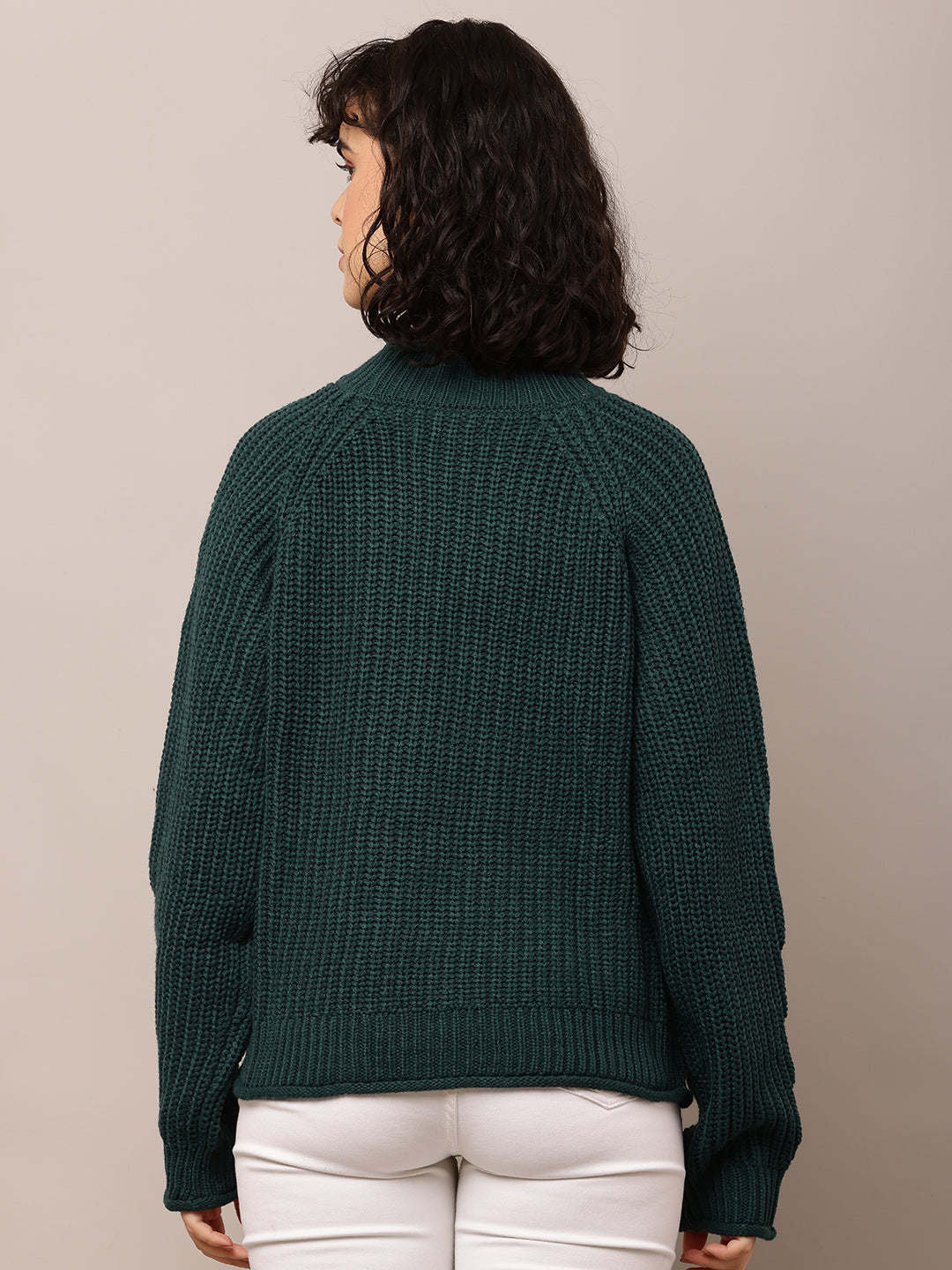Acrylic Full Sleeve with Turtle Neck Dark Green Sweater