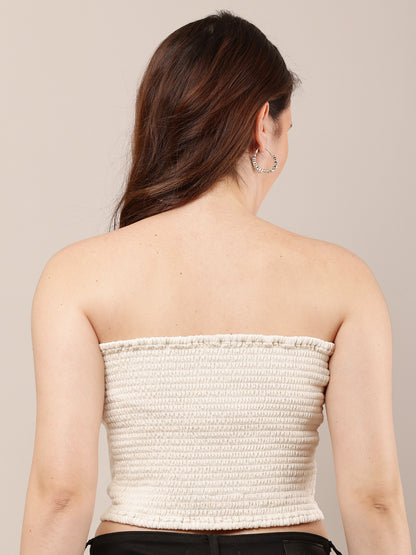 Cotton Sleeveless with off-Shoulder Cream Tube Top