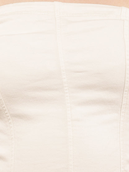 Cotton Sleeveless with off-Shoulder Cream Tube Top
