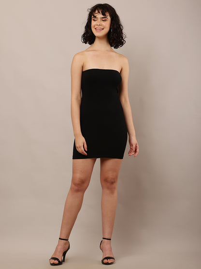 Viscose off-Shoulder with Sleeveless Black Bodycon Dress