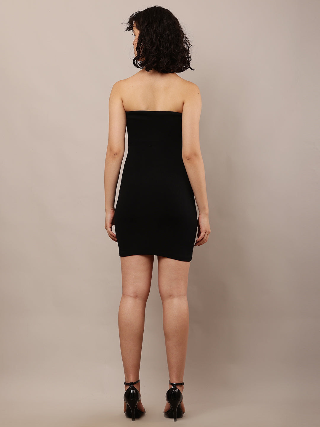 Viscose off-Shoulder with Sleeveless Black Bodycon Dress
