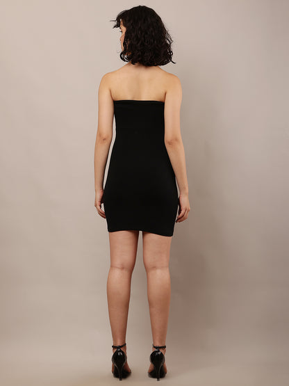 Viscose off-Shoulder with Sleeveless Black Bodycon Dress