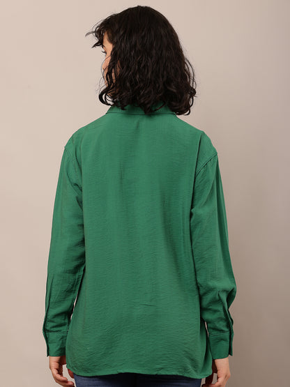 Cotton Full Sleeve with Shirt Collar Green Shirt