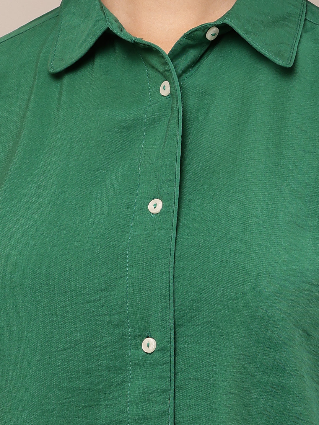 Cotton Full Sleeve with Shirt Collar Green Shirt