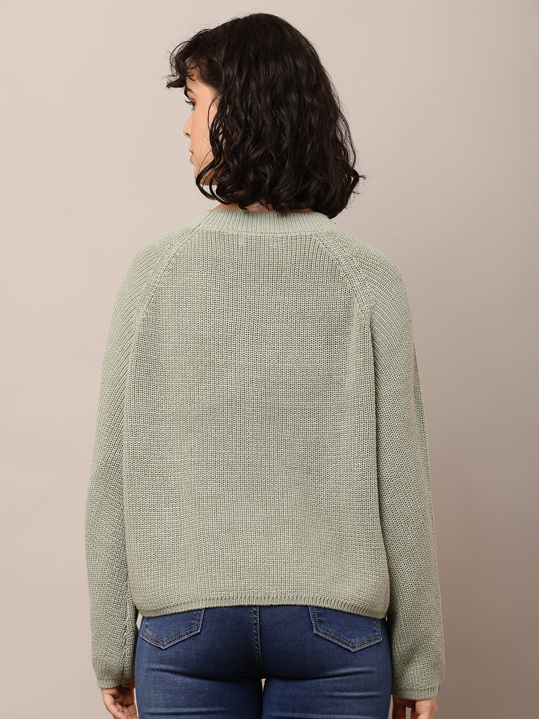 Cotton Crew neck with Full Sleeve Sea Green Sweater