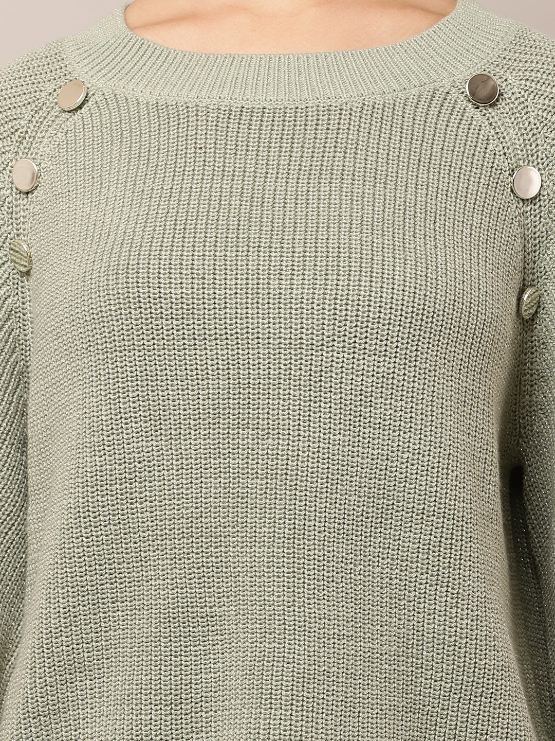 Cotton Crew neck with Full Sleeve Sea Green Sweater