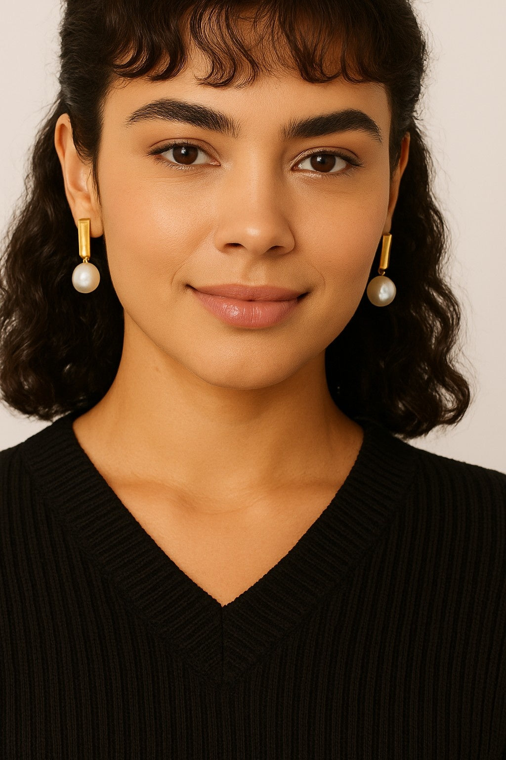 Acrylic Full Sleeve with V-Neck Knitted Black Sweater