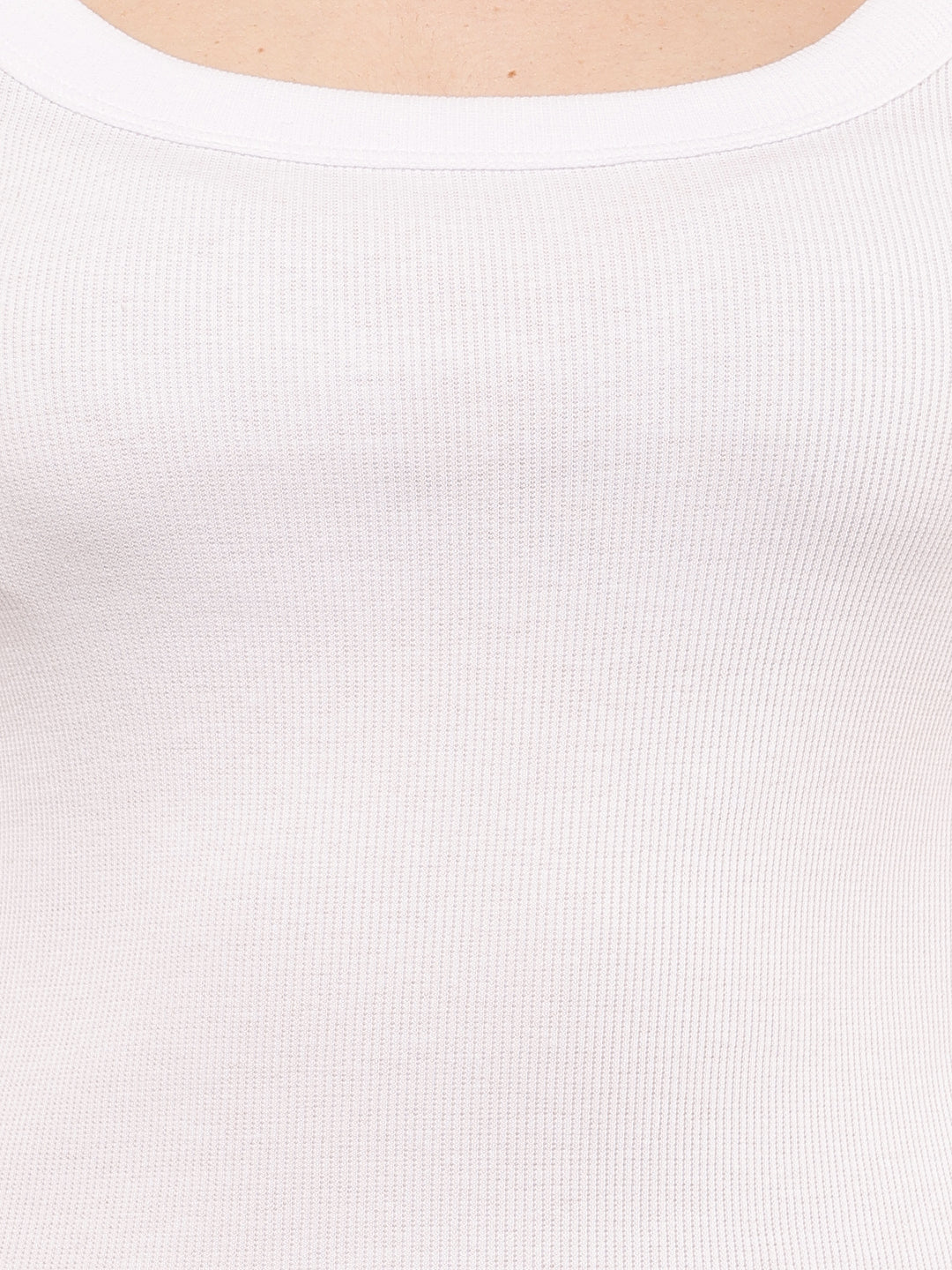 Cotton Full Sleeve with Round Neck White Top
