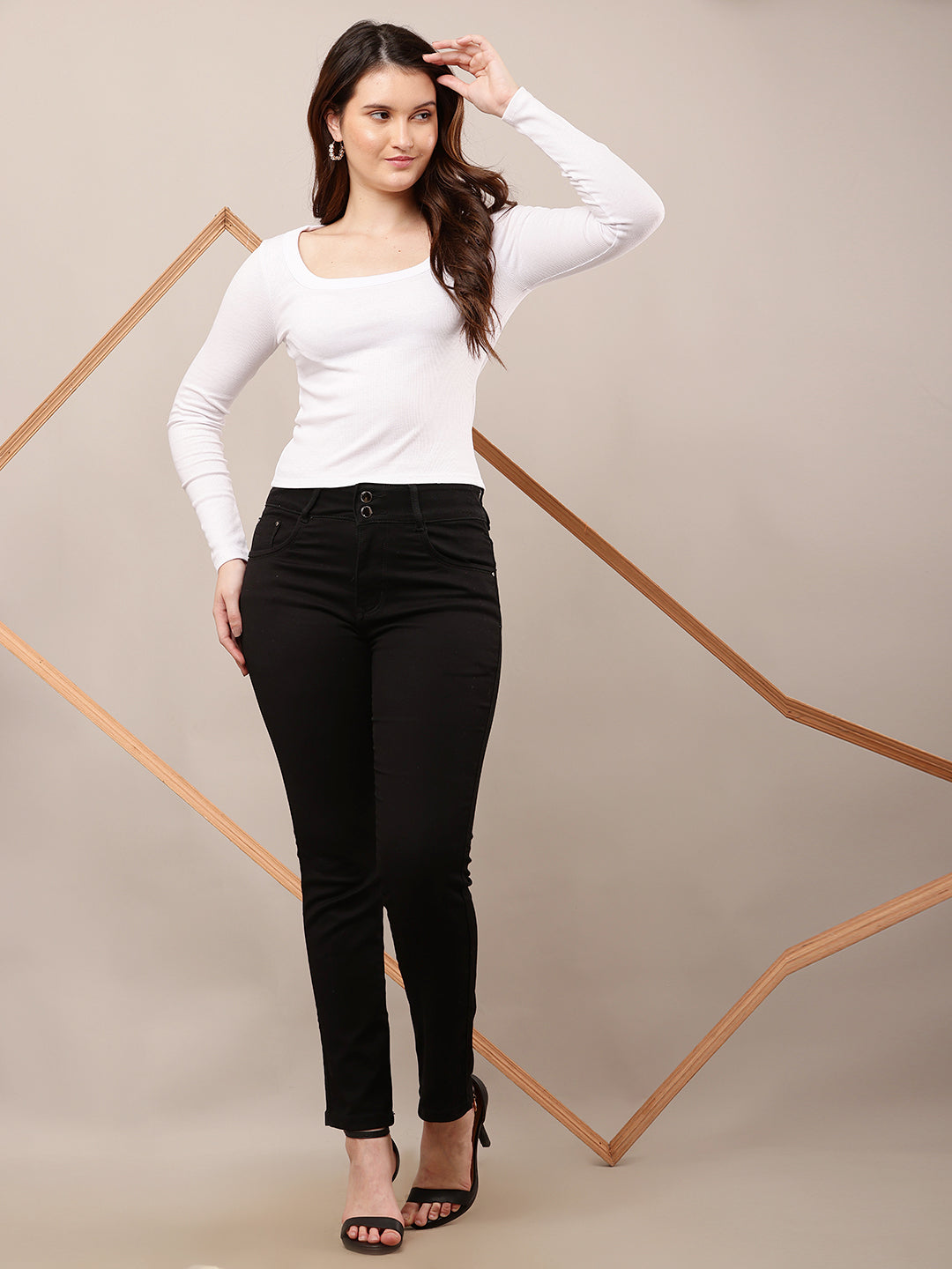 Cotton Full Sleeve with Round Neck White Top