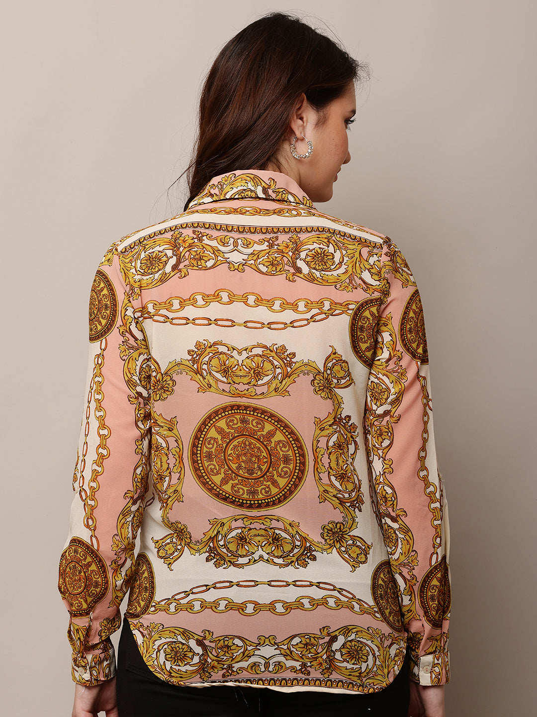 Polyester Full Sleeve with Shirt Collar Printed Multicolour Shirt