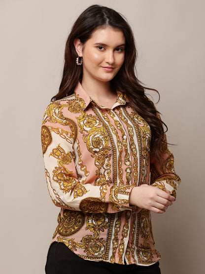 Polyester Full Sleeve with Shirt Collar Printed Multicolour Shirt